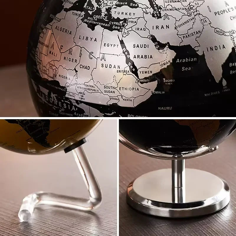 Metal Rotating Globe Artwork For Classroom And Office Decor