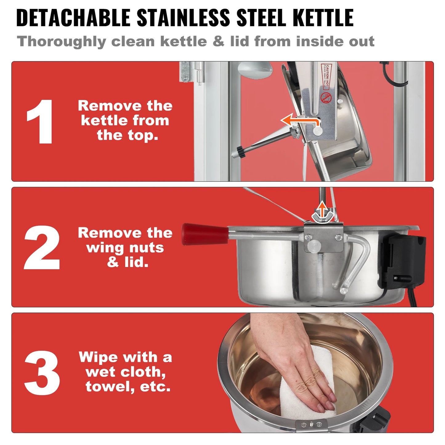 SucceBuy Electric Popcorn Maker Stainless Steel Popper