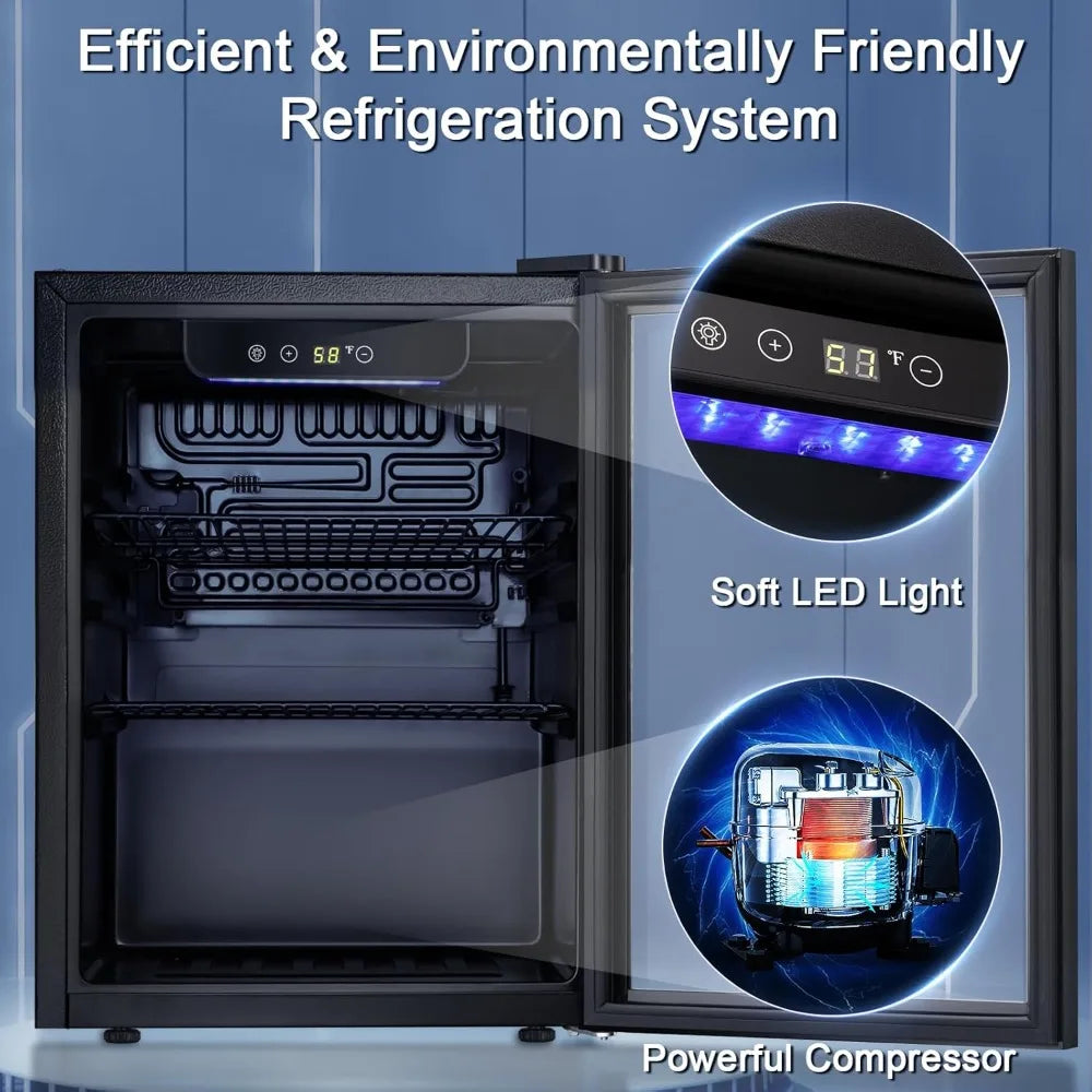 Beverage Refrigerator Cooler 68 Can Mini Fridge Glass Door