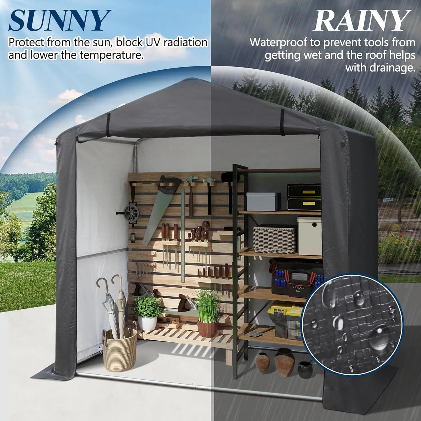 Outdoor Storage Shelter Shed Heavy Duty Tent With Ventilated Door