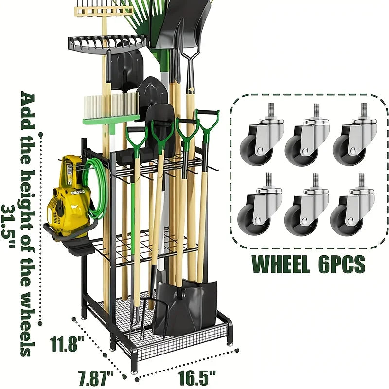 Garden Tool Rack And Patio Tool Tower For Garage Storage