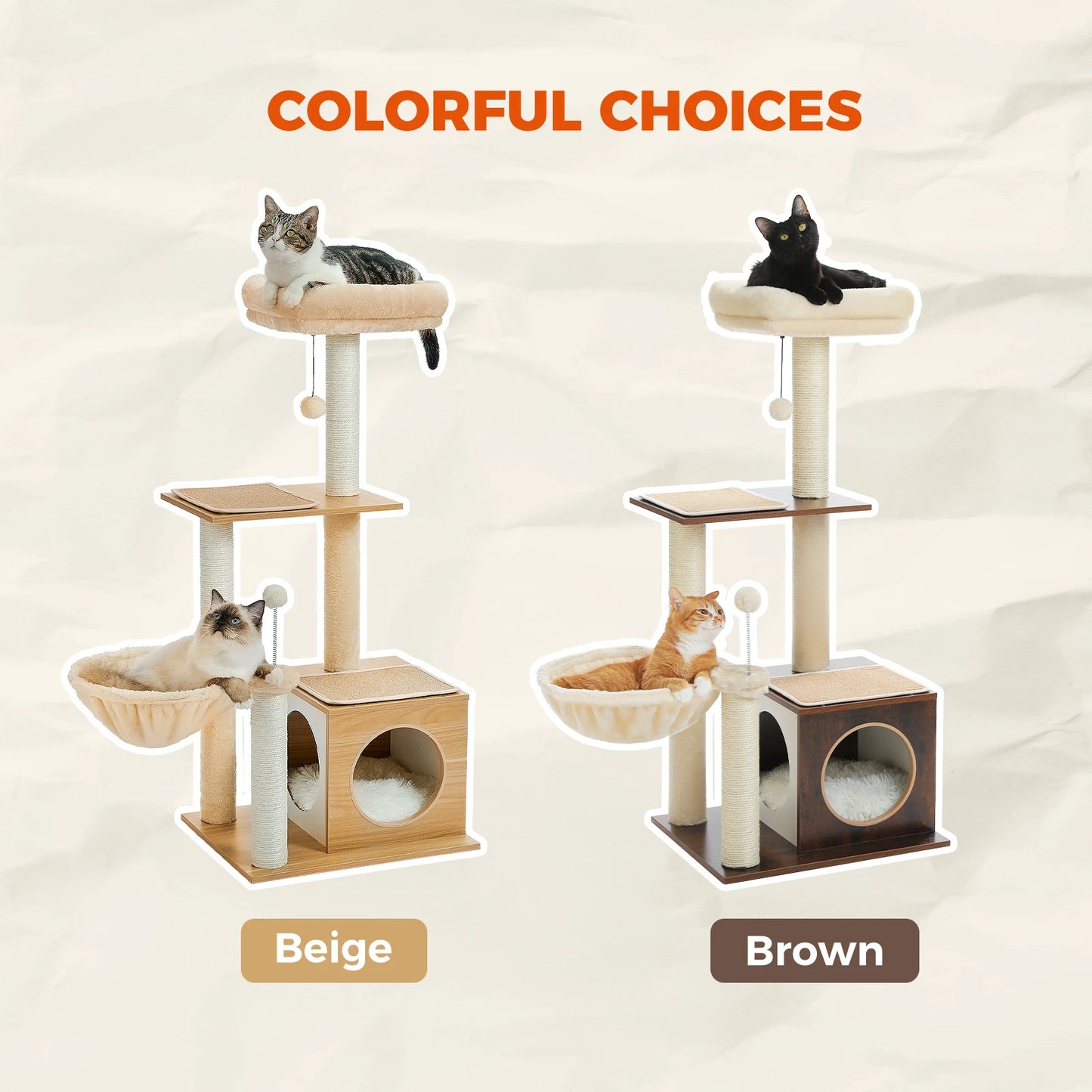 PAWZ Road Indoor Cat Tree Multi-Tier Wood Tower Condo