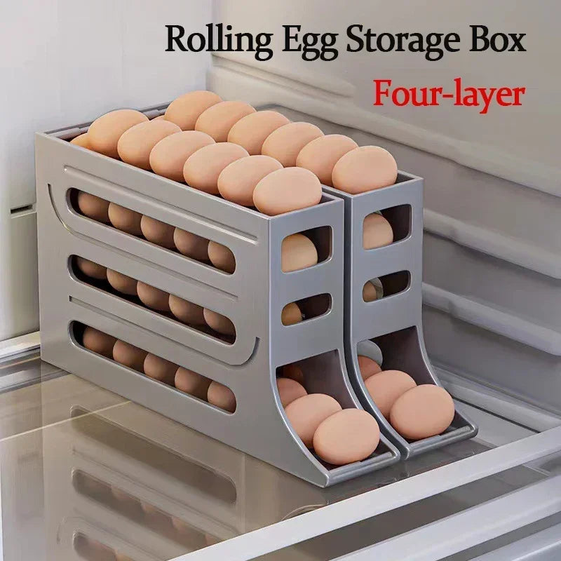 Automatic Egg Roller Storage Box 4 Layer Fridge Organizer
