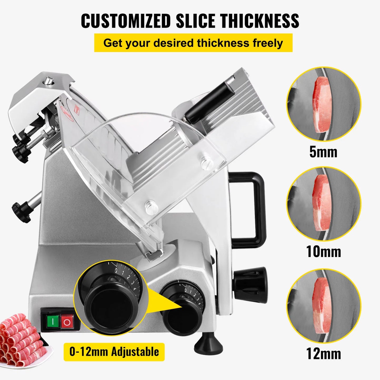 SucceBuy Meat Slicer Electric Deli Slicer Carbon Steel Blade