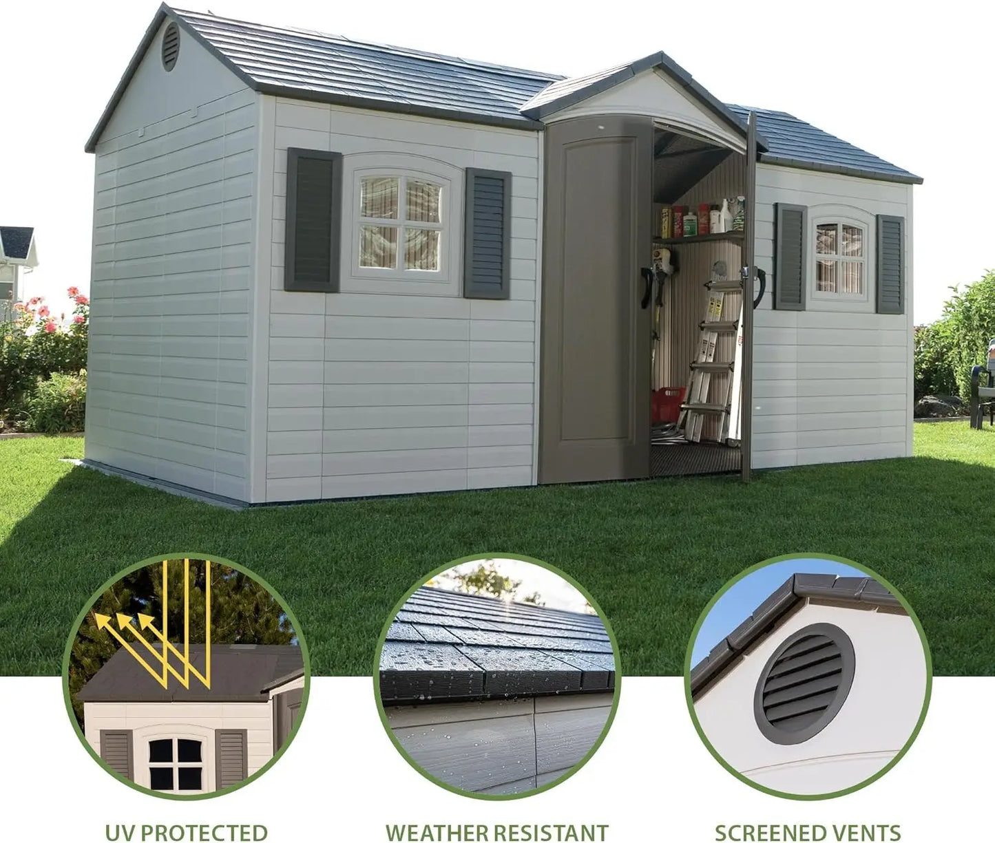 Outdoor Storage Shed Heavy Duty Metal Frame UV Resistant Garden