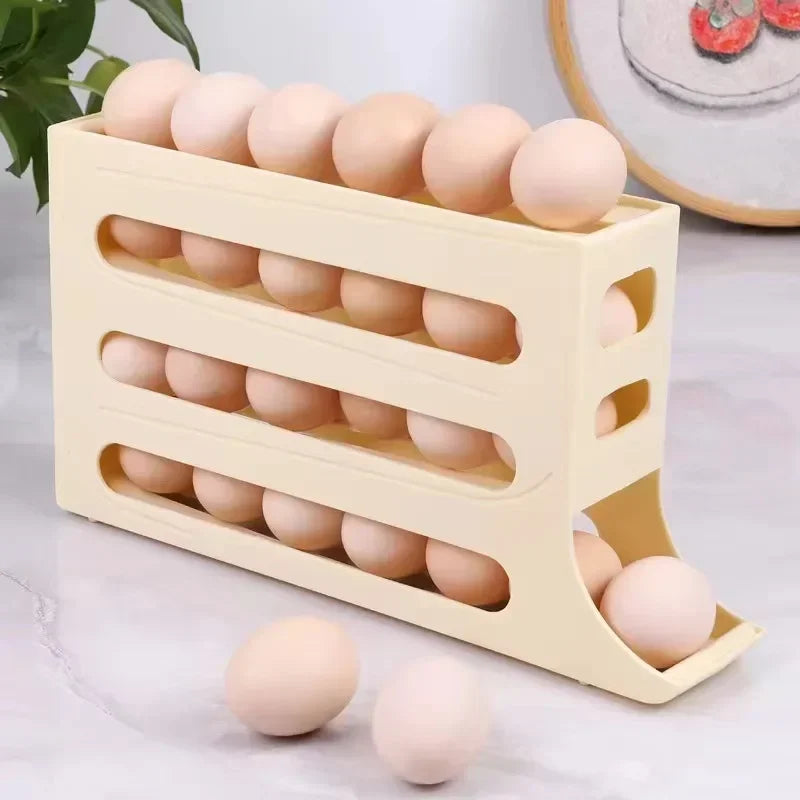Automatic Egg Roller Storage Box 4 Layer Fridge Organizer