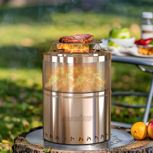 Stainless Steel Portable Outdoor Fire Pit For Wood Burning Grilling