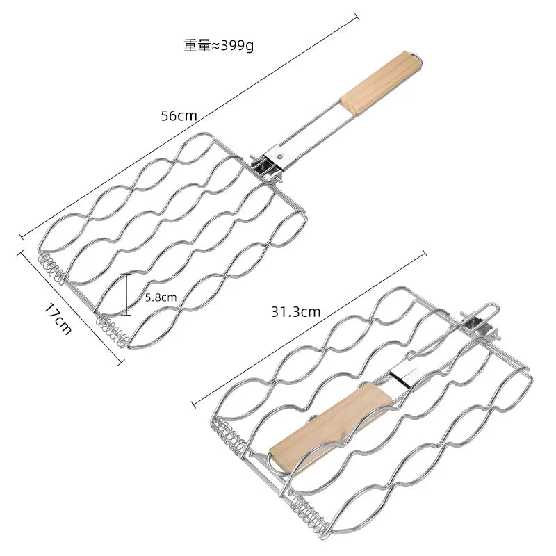 Foldable Stainless Steel Corn Clip Grill Tool Outdoor BBQ