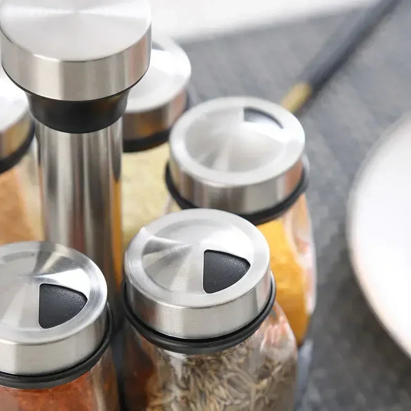 Opovcom Single Bottle Glass Jar And Spice Jar Set Rack