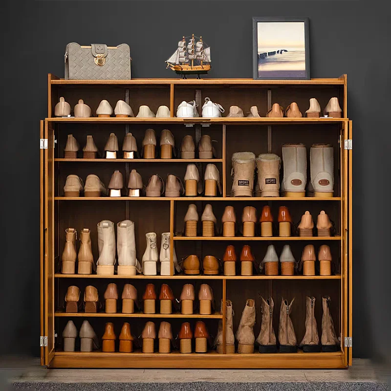 Bamboo Shoe Cabinet Organizer Living Room Storage