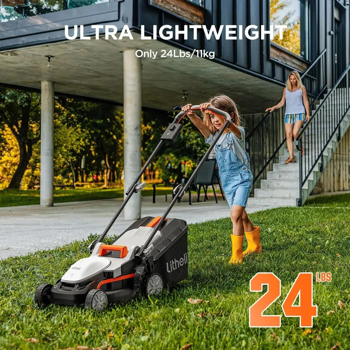 XMSJ Cordless Lawn Mower 20V Five Position Height Adjustment Battery