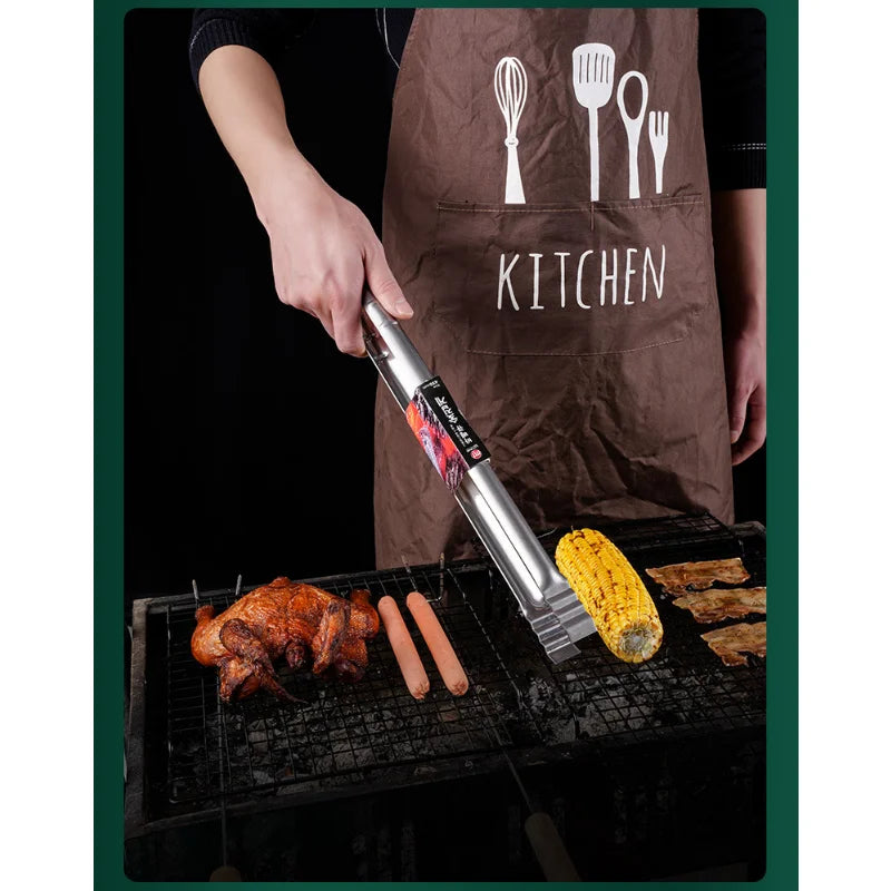 Stainless Steel Korean BBQ Barbecue Tongs Outdoor Grilling Tools
