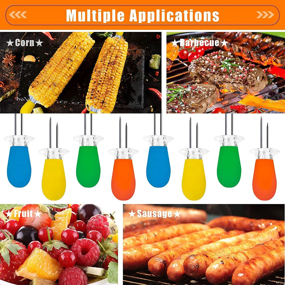 LMETJMA Stainless Steel Corn Holders For BBQ Barbecue Accessories KC0460
