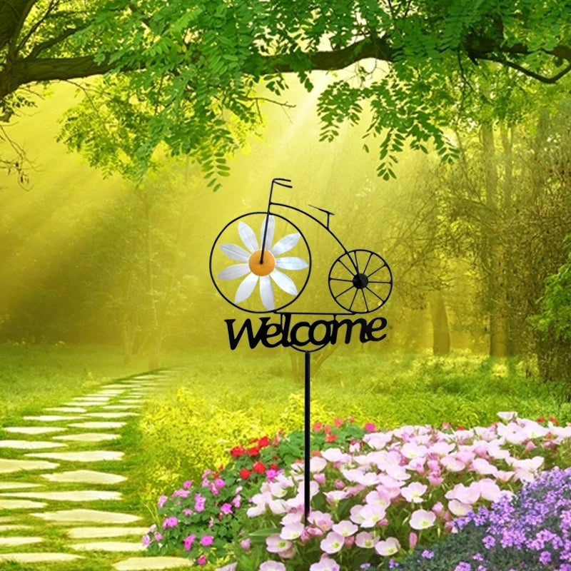 Daisy Windmill Garden Decoration Metal Yard Art For Outdoors