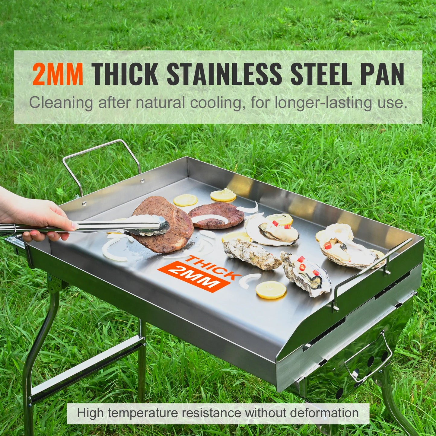 SucceBuy Stainless Steel Stove Top Griddle Nonstick Rectangular Pan
