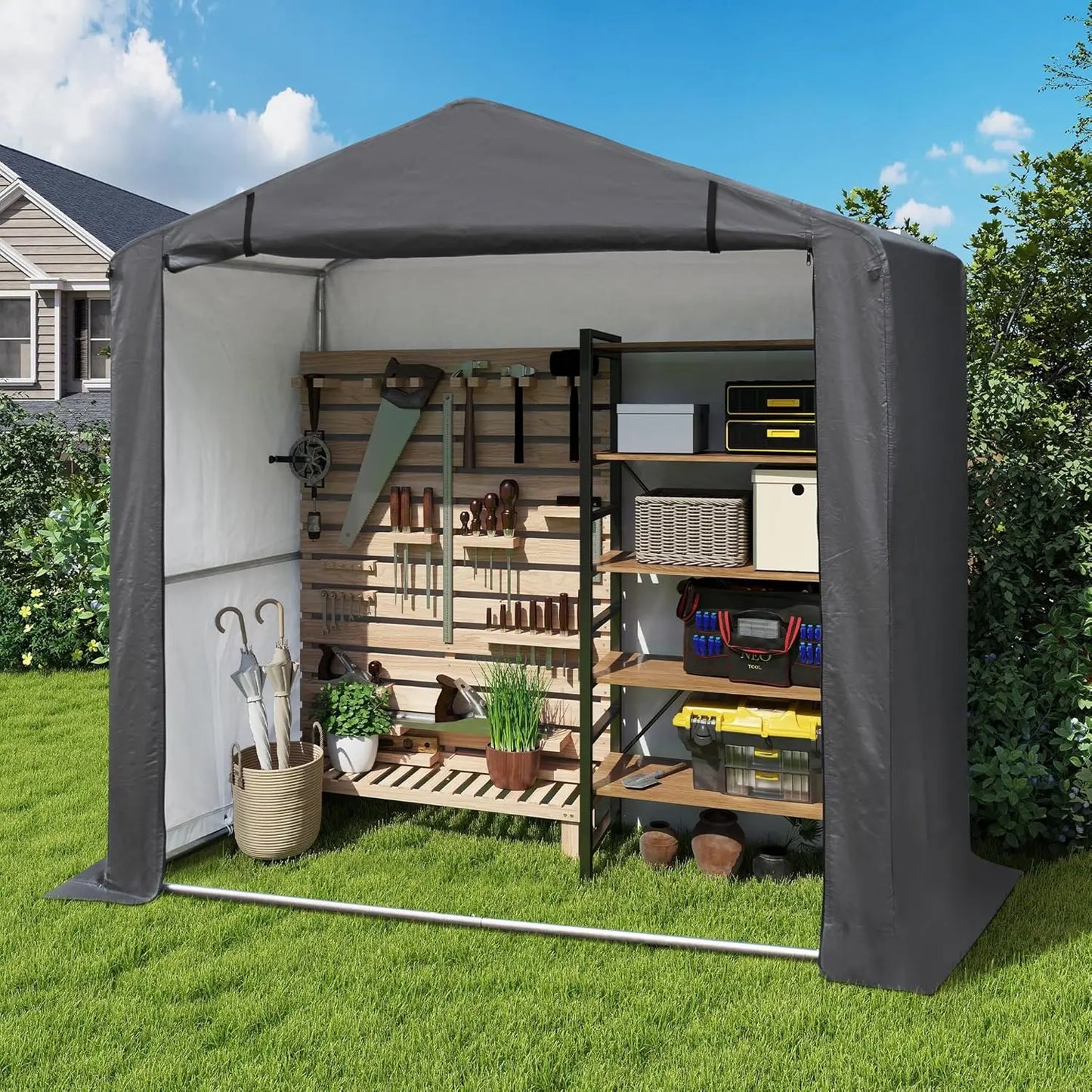 Outdoor Storage Shelter Shed Heavy Duty Tent With Ventilated Door