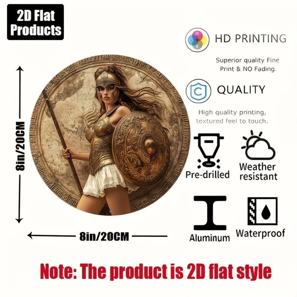 Round Aluminum Decorative Sign Greek Woman Theme Bar Kitchen Cafe