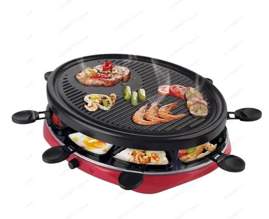 Electric BBQ Grill Fondue Combo For 8 People Cheese Grill