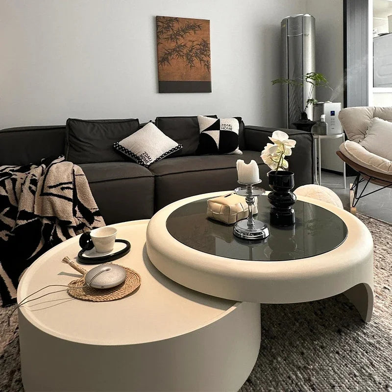 Angduo Modern Round Coffee Table Minimalist Living Room Furniture