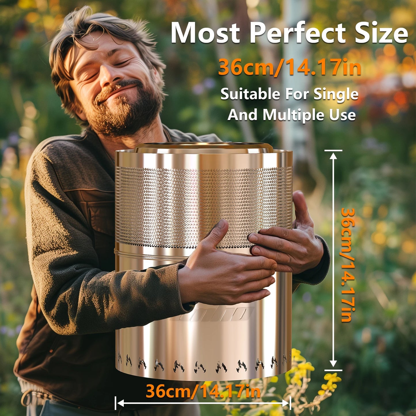 Stainless Steel Portable Outdoor Fire Pit For Wood Burning Grilling