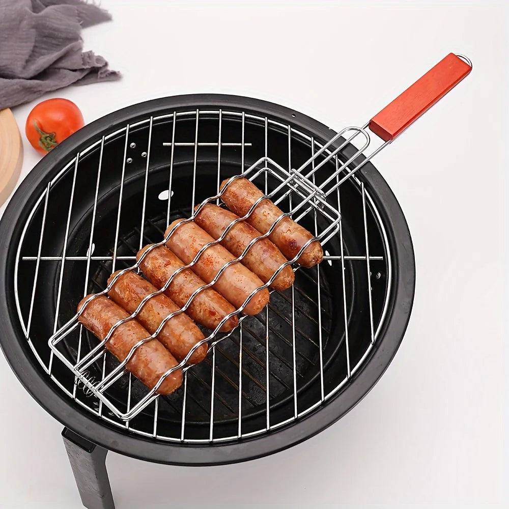 BBQ Sausage Grill Basket Durable Camping And Picnic Tool
