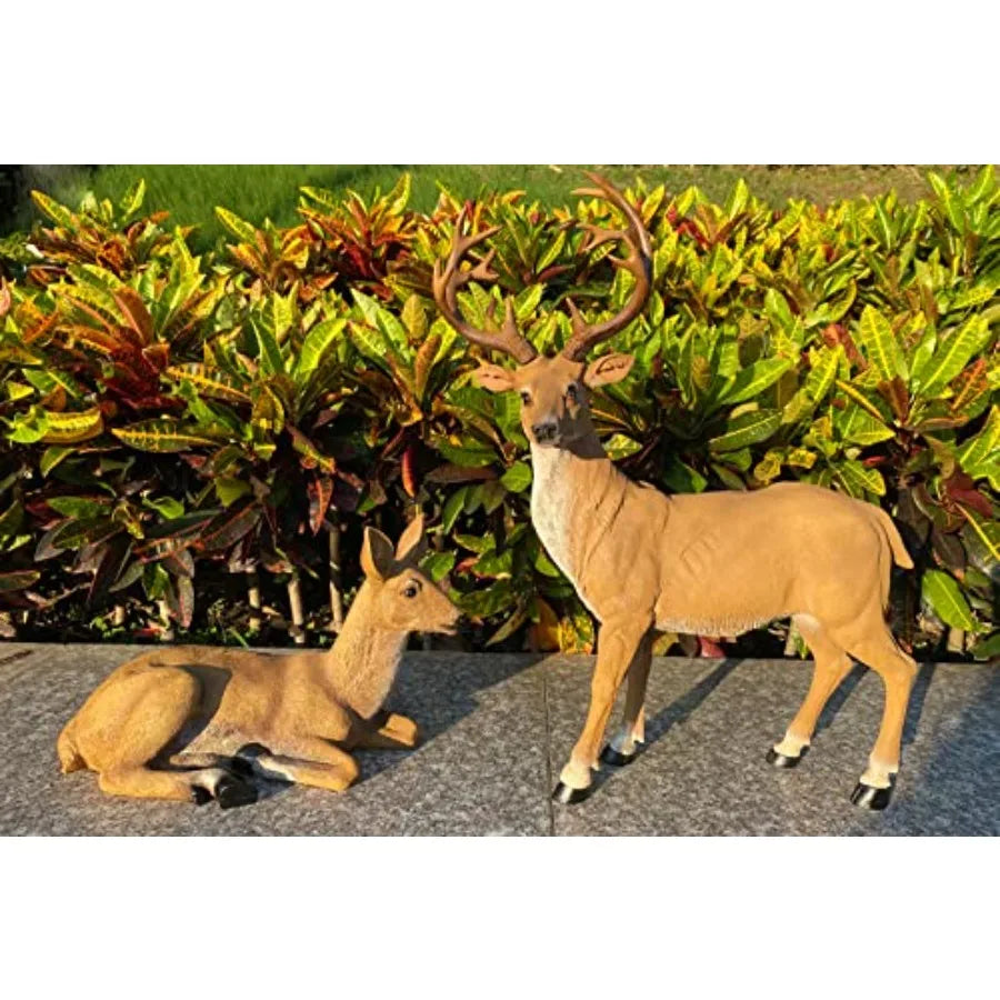 SHXI Resin Deer Figurine for Garden and Patio Decor Outdoor