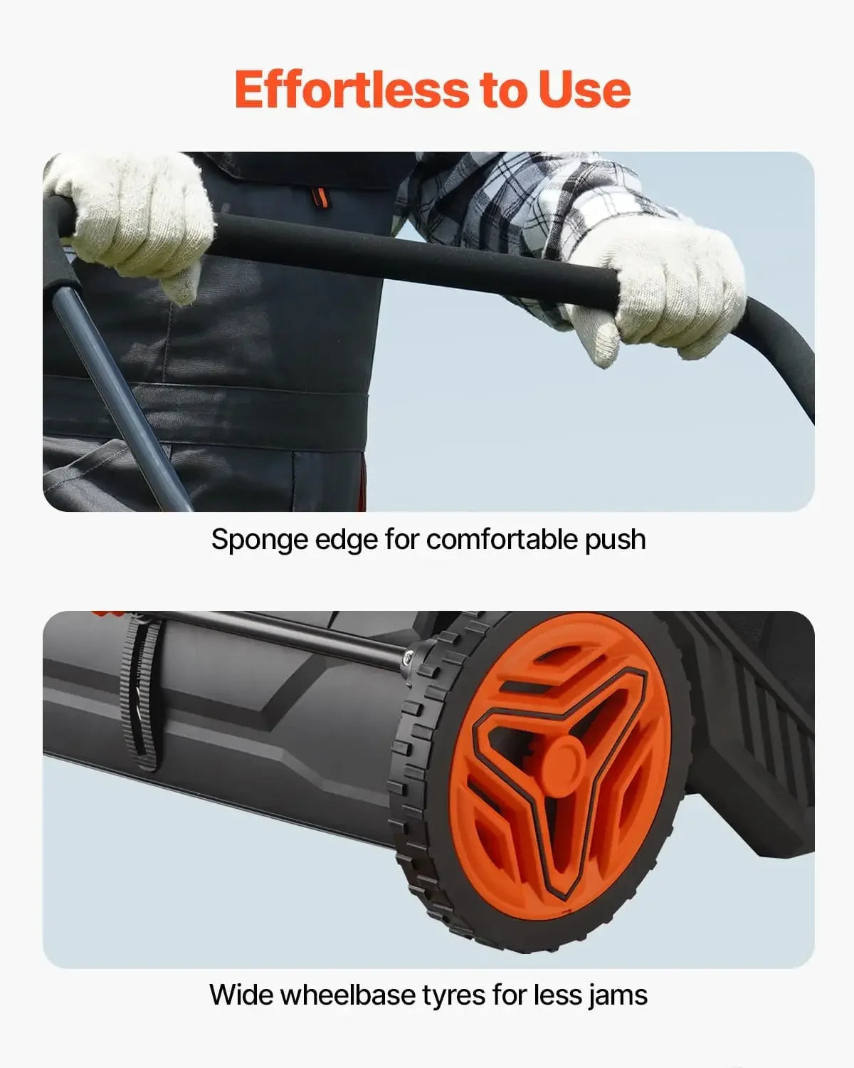 Push Lawn Sweeper With Heavy Duty Steel And Rubber Wheels