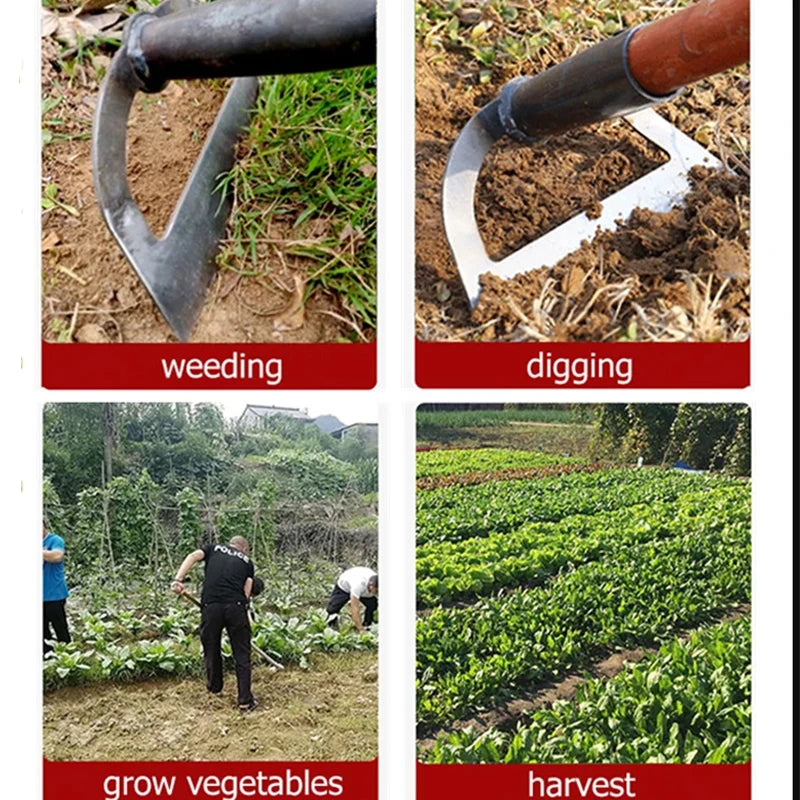 Stainless Steel Garden Hoe Weeder Machete Tool With Wood Handle
