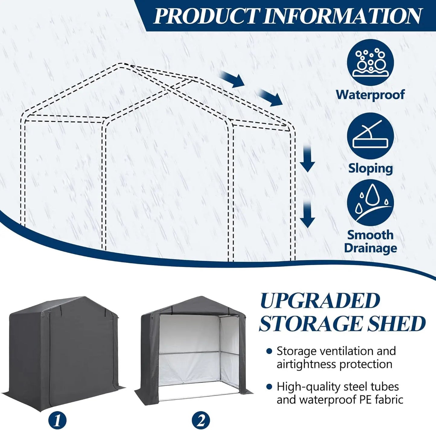 Outdoor Storage Shelter Shed Heavy Duty Tent With Ventilated Door
