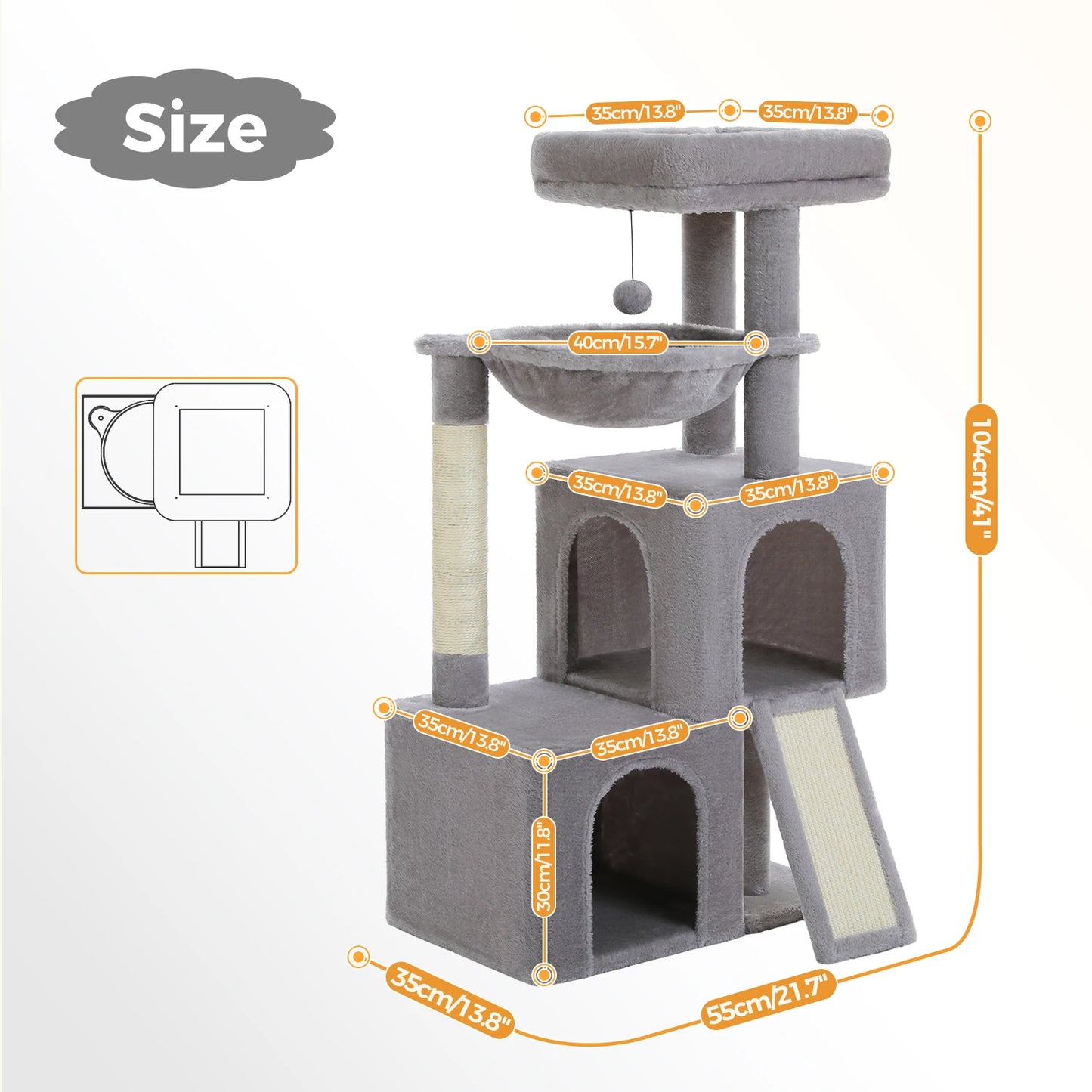 PAWZ Road Large Cat Tree For Indoor Cats Multi Level
