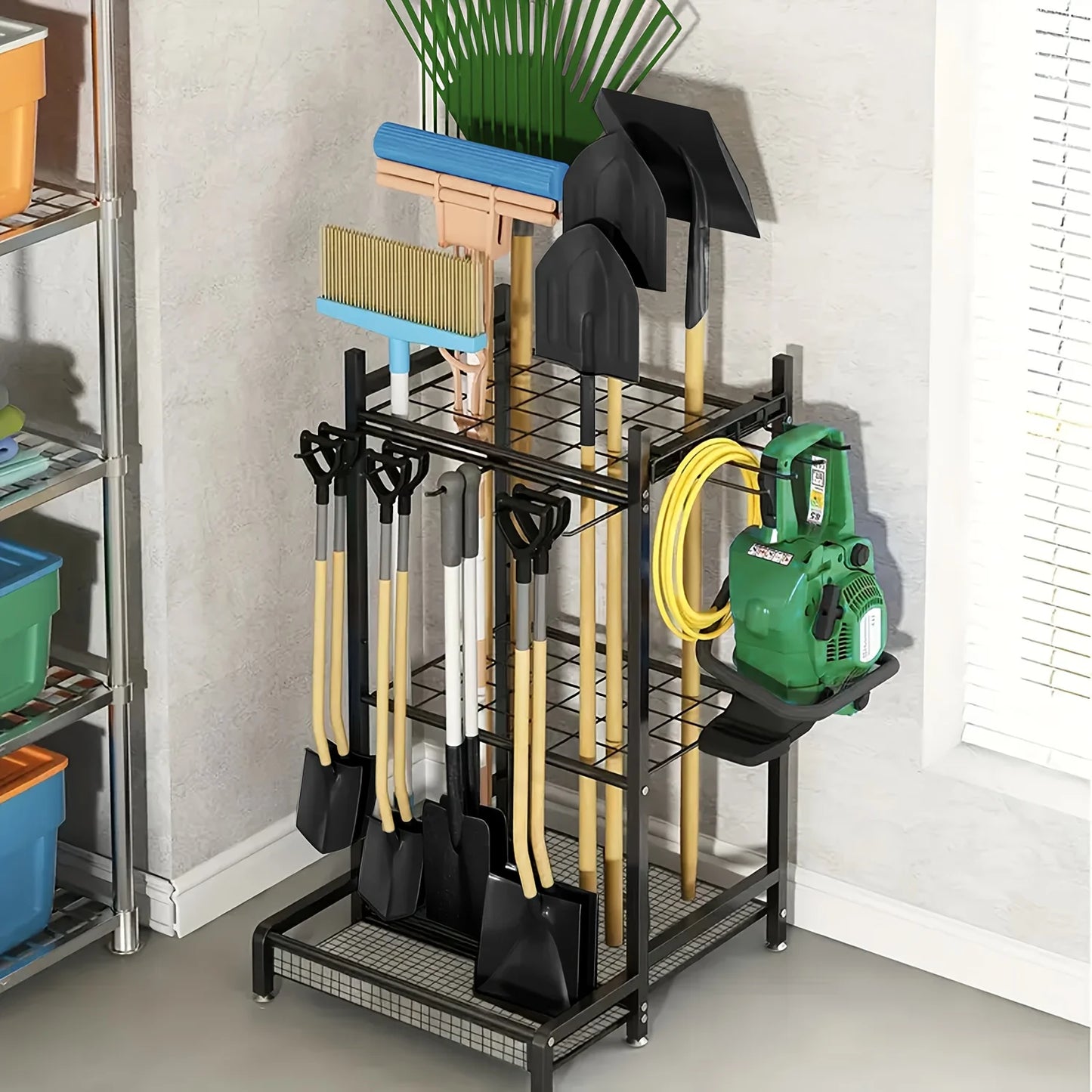Garden Tool Rack And Patio Tool Tower For Garage Storage