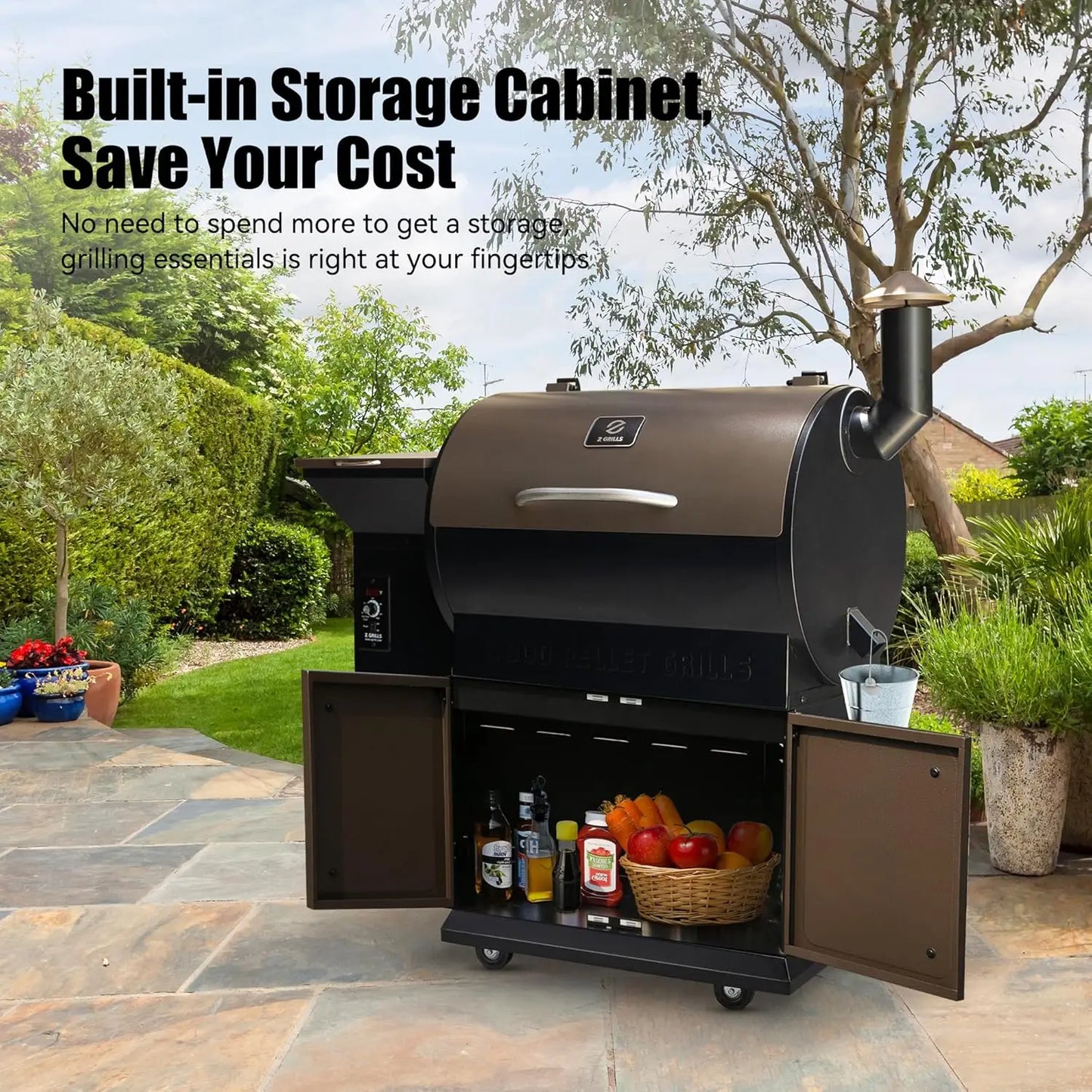 XMSJ Wood Pellet Grill Smoker With PID Control Outdoor Cooking