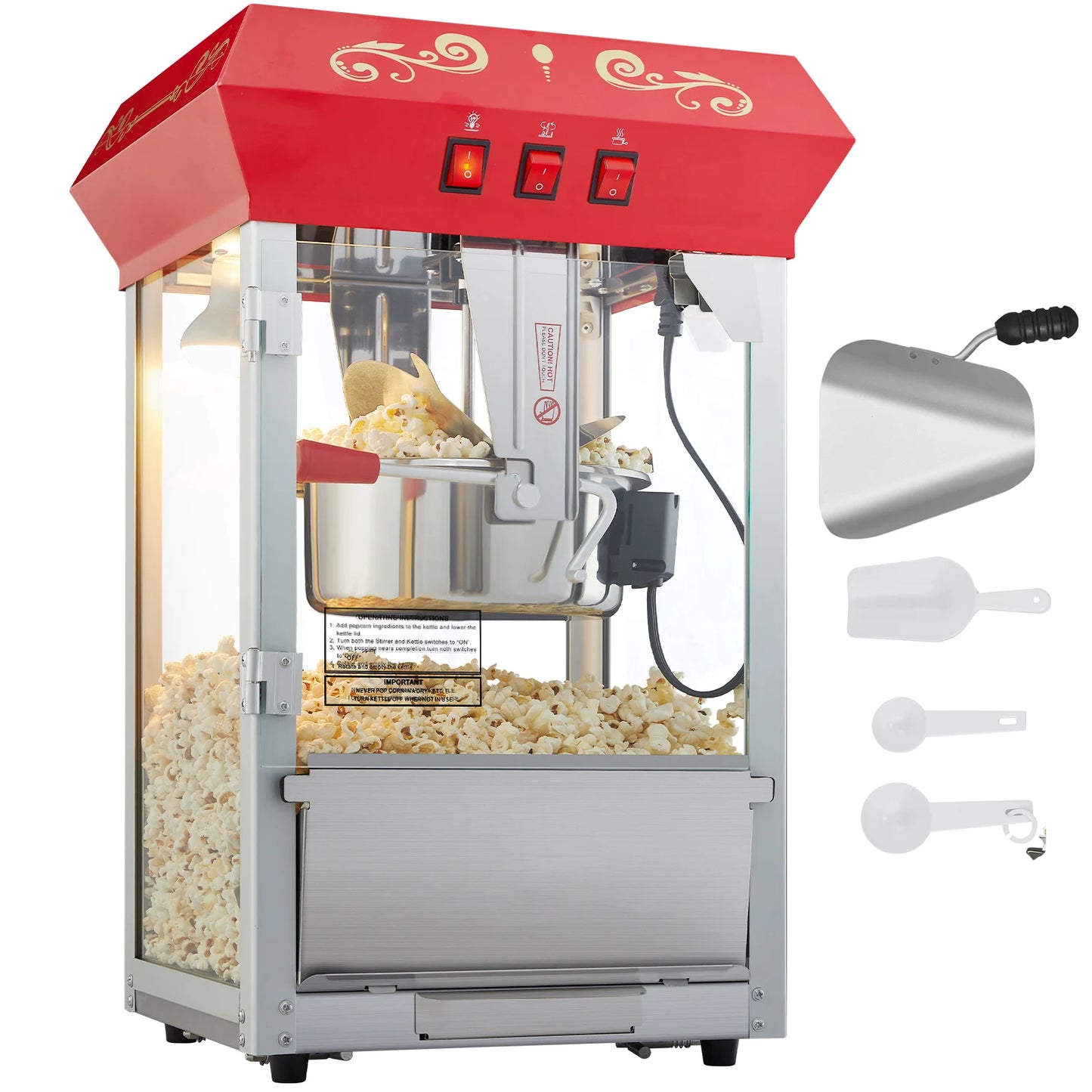 SucceBuy Electric Popcorn Maker Stainless Steel Popper