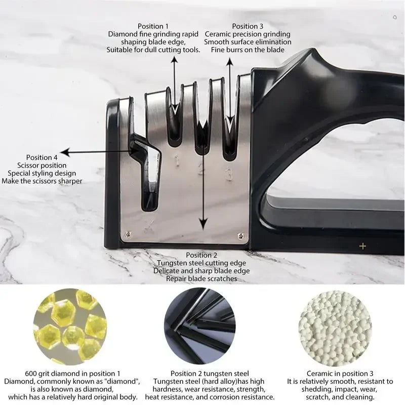 4-In-1 Quick Knife Sharpener 4-Stage Kitchen Knife Scissors Sharpener