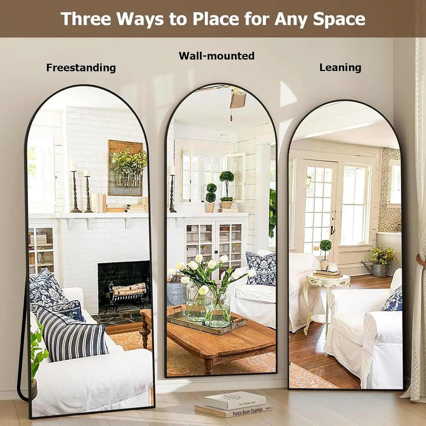 Arched Mirror With Aluminum Frame For Bedroom Or Living Room