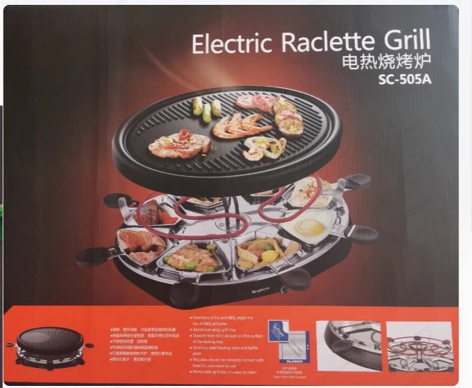Electric BBQ Grill Fondue Combo For 8 People Cheese Grill