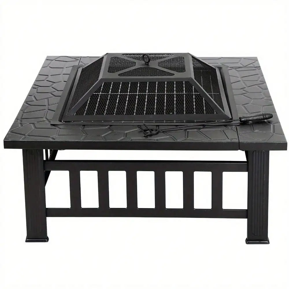 Hign-Concerned Square Metal Fire Pit With Cover For Outdoor Patio