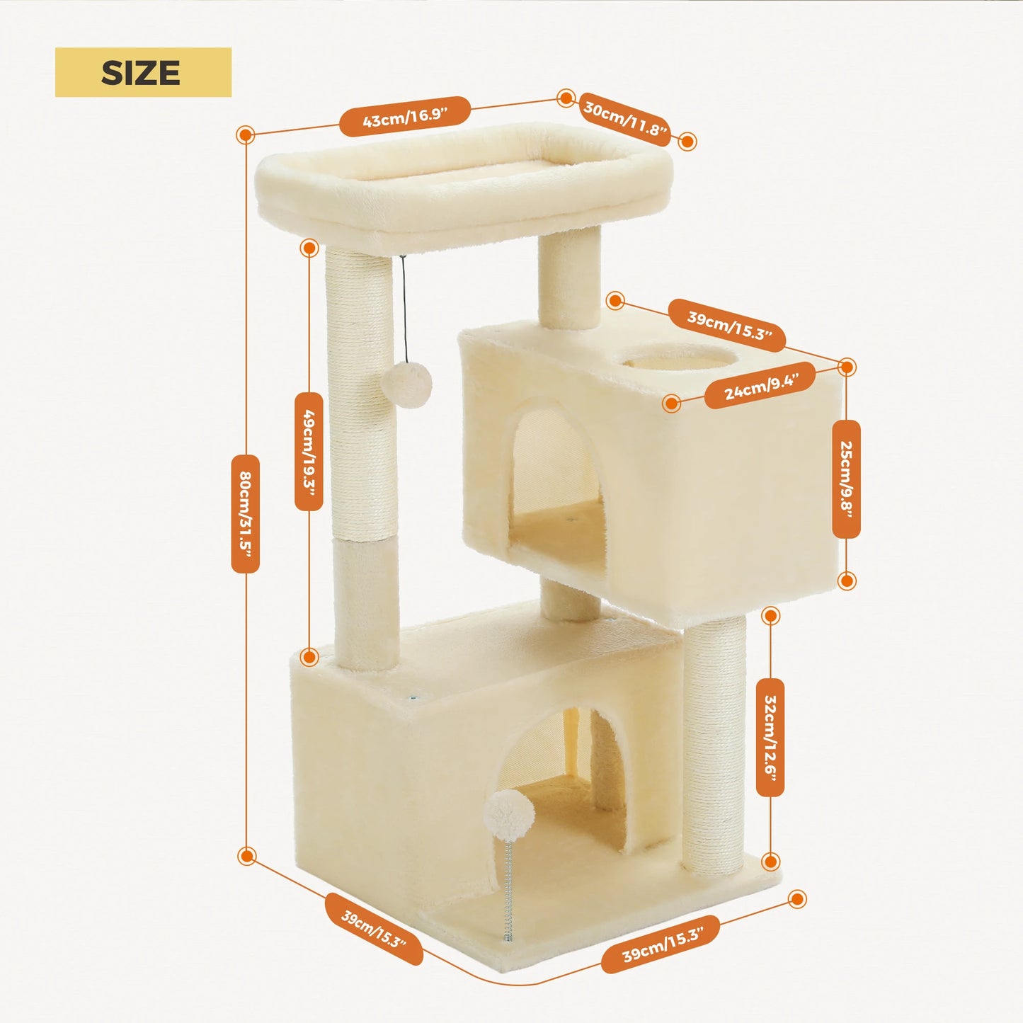 PAWZ Road Large Cat Tree For Indoor Cats Multi Level