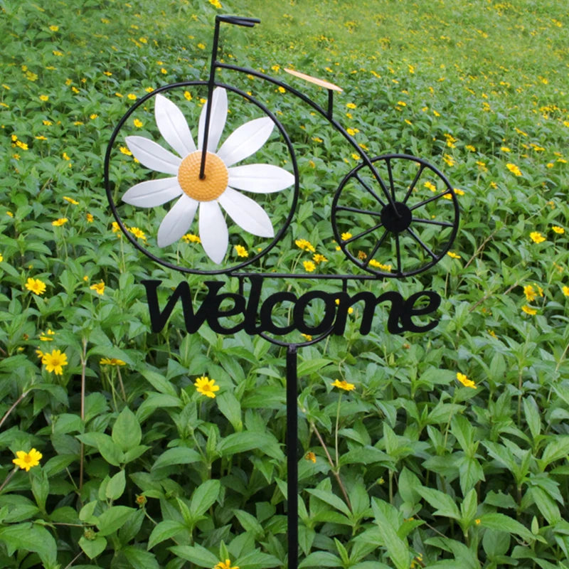 Daisy Windmill Garden Decoration Metal Yard Art For Outdoors