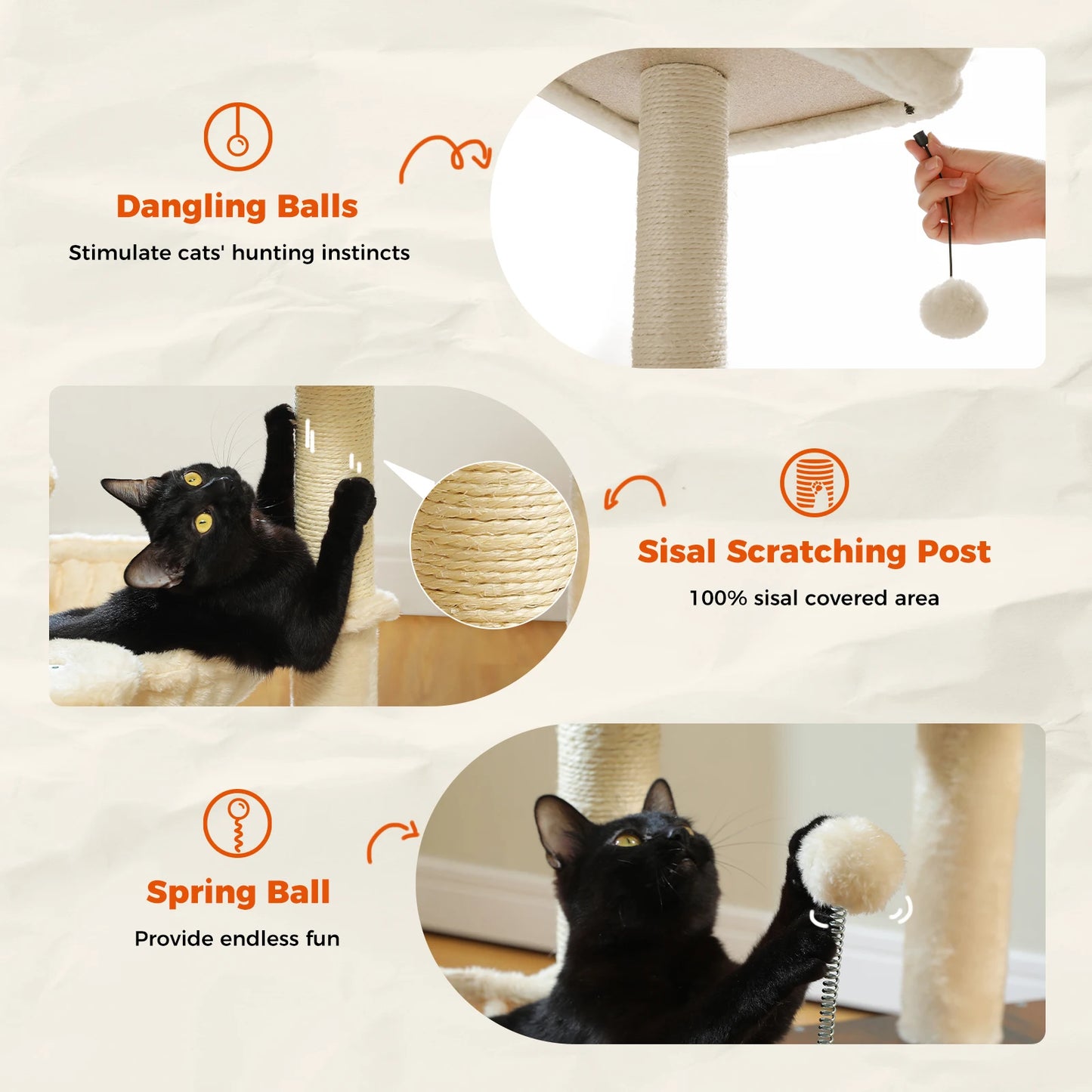 PAWZ Road Indoor Cat Tree Multi-Tier Wood Tower Condo