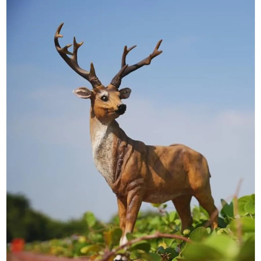 SHXI Resin Deer Figurine for Garden and Patio Decor Outdoor