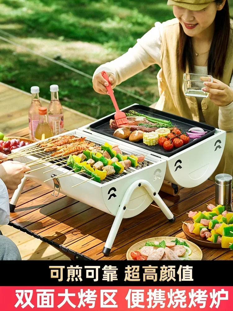 HAOYUNMA Portable Foldable Charcoal Barbecue Grill For Outdoor Cooking